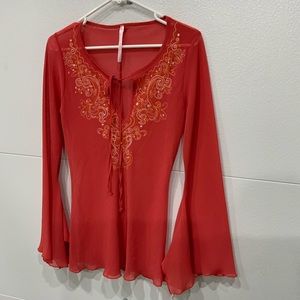 Terracotta Bell Sleeved Tunic Top